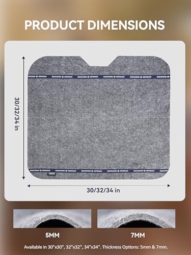 Harrison Howard Western Saddle Pad Liner 5mm/7mm Thin Wool Felt Under Saddle Pad, Shock Absorbing Sweat Barrier, Non Slip - color: Gray, size: 32"Lx32"W-7mm Thick