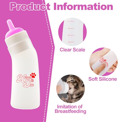 Pet Feeding Nipple with Syringe, Soft Silicone Nursing Pet Feeding Bottle, Ventilation Valve Resistant Tearing for Puppies, Kittens, Rabbit, Small Wildlife (L Nipple,Pink) - color: Pink-L Size