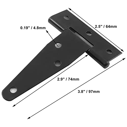 Murtenze 6Pack 3 Inch Black T-Strap Shed Hinge - color: Black, size: 3 Inch - 6Pack