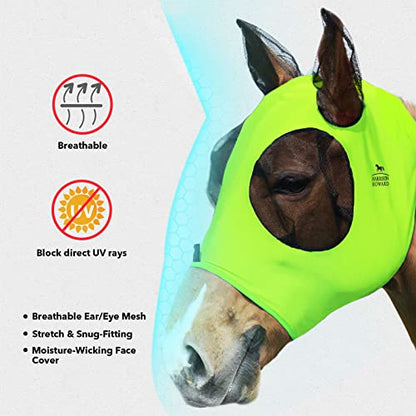 Harrison Howard Super Comfort Stretchy Fly Mask Large Eye Space with UV Protection Soft on Skin with Breathability Fluro Lime M Cob - color: Fluro-Lime, size: Cob (Medium)