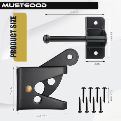 Heavy Duty Automatic Gate Latch for Wooden Fences,Self Locking Metal Gates,Outswinging Pool,Garden,Black (Small)