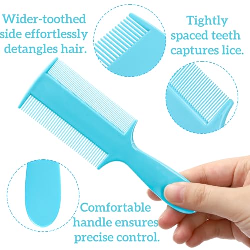 Pumtus 120 Pack Double Sided Fine Tooth Comb, 6 Color Plastic Pet Flea Tick Combs with Handle, Cat Dog Lice Treatment Comb, Hair Dandruff Removal Grooming Tool for Small Pet, Baby, Adult