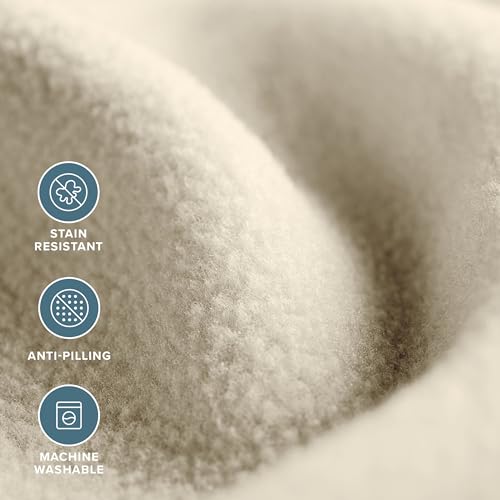 Bare Home Polar Fleece Blanket (Throw, Oyster) - color: 10 - Oyster, size: Throw