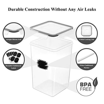 Wildone Flour Sugar Storage Containers 6.5L, 4 PCS, Black - color: Black, size: ['6.5L']