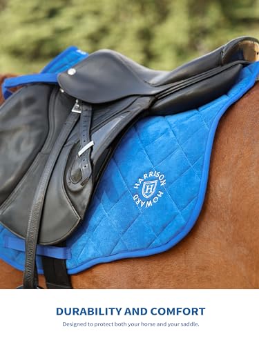 Harrison Howard All Purpose Saddle Pad for Horse Riding Non-Slip Suede English Saddle Pad Soft Cushioning for Horse Back Gobalt Blue