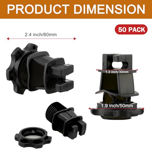 50 PCS Electric Fence Insulators - Screw Mount Round Post Clips, Durable Wire Holders for Farm and Pet Fences - Black - color: Black 50 Pcs