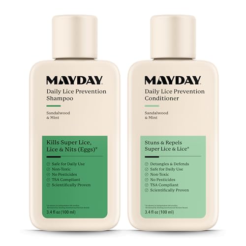 MAYDAY Daily Lice Routine, 3.4oz Shampoo & Conditioner, Sandalwood & Mint - style: Daily Bundle - Travel