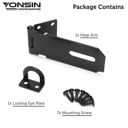 4" Door Padlock Safety Hasp Latch, Door Hasp Clasp Lock Gate Shed Hasp Latch Lock for Door Window Cabinet Pet Cage Toolbox Shed Fence, 304 Stainless Steel, Matte Black Finish, 1 Pack - size: 4 Inch
