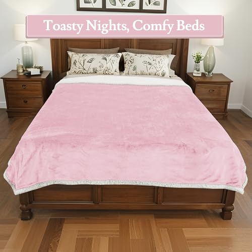 Electric Heated Blanket 50"×60", 4 Heating Levels & 3H Auto-Off | Throw Size Pink, Sherpa & Soft Microplush, Quick Heating, Machine Washable, for Couch, Bed & Office, Parents' Gifts - color: 11-pink, size: Throw Size ( 50"x60" )