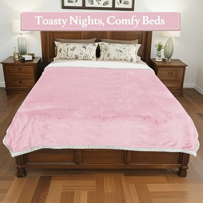 Electric Heated Blanket 50"×60", 4 Heating Levels & 3H Auto-Off | Throw Size Pink, Sherpa & Soft Microplush, Quick Heating, Machine Washable, for Couch, Bed & Office, Parents' Gifts - color: 11-pink, size: Throw Size ( 50"x60" )