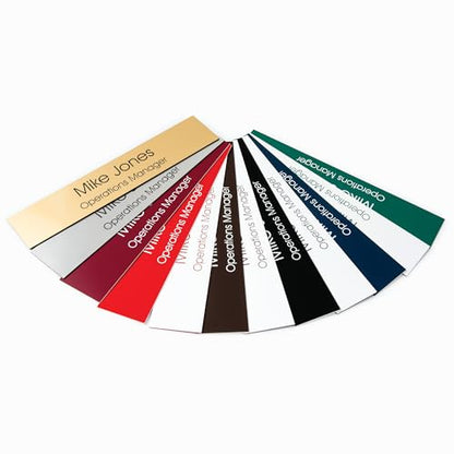 Providence Engraving Custom Engraved Name Plate with Aluminum Holder | Acrylic Name Plate for Desks & Walls, 2 Lines of Text, 12 Colors, 9 Fonts, 6 Holder Styles, 2" x 10" - size: 2" x 10"