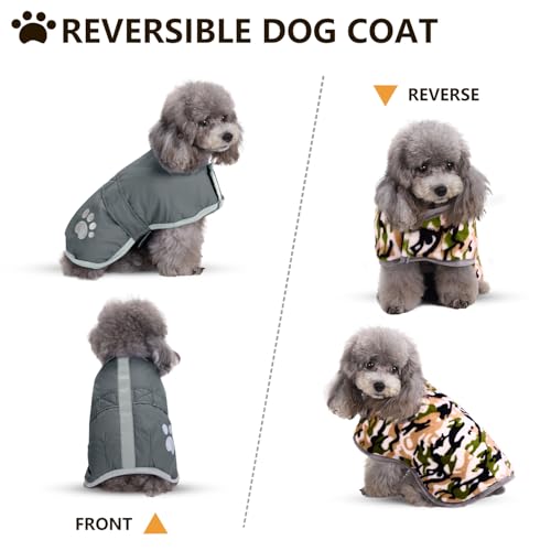 Queenmore Dog Winter Coat, Cold Weather Fleece Dog Jacket, Small Dog Coat - color: Grey, size: X-Small