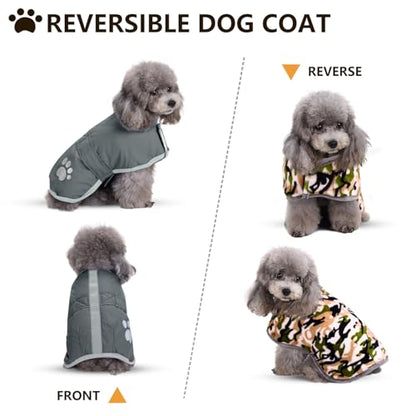 Queenmore Dog Winter Coat, Cold Weather Fleece Dog Jacket, Small Dog Coat - color: Grey, size: X-Small
