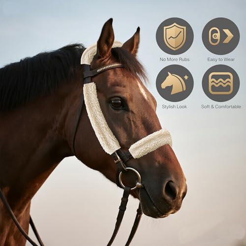 Fleece Horse Halter Cover (BNC Series (4-Piece), Cream) - color: Cream, style: BNC Series (4-Piece)
