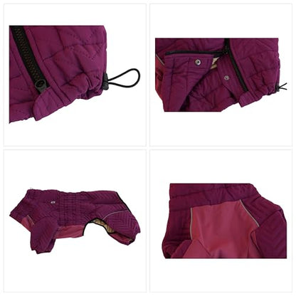 Warm Dog Coat Double Layers Dog Vest, 4 Legs Covered Windproof Waterproof Reflective, Purple XS - L - color: Purple, size: XS (back 9.5")