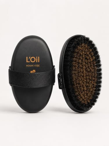 L'Oil Copper Dry Body Brushing Body Brush for Lymphatic Drainage - Premium Ion-Charged Copper Bristles, Natural Boar Bristles, Exfoliating Dry Body Brush for Smooth Glowing Skin