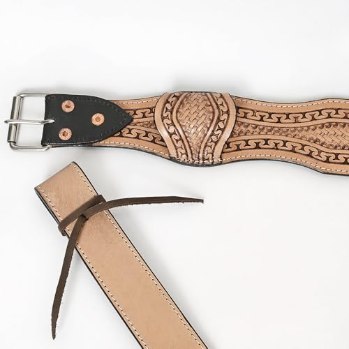 HILASON Horse Saddle Flank Cinch Girth Handtooled Leather W/Billets Antique Tan Comfytack