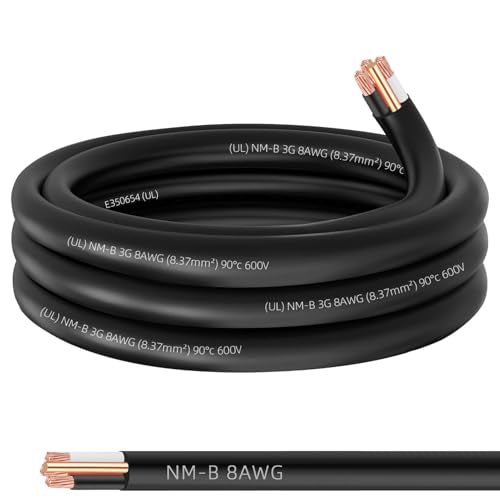 XMK 15ft NM-B 8/3 Wire with Ground,8 Gauge 3 Conductor Wire,8-3 Copper 8AWG - size: 15ft, style: 8 AWG-3 Conductor w/ Ground