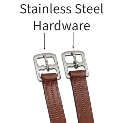 Soft Leather Stirrup Leathers with Stainless Steel Hardware, These 1" Wide Leathers Come with a One-Year Warranty.-Pair - color: Chestnut, size: 60" (Extra Long)