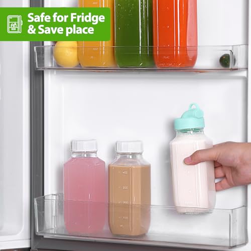CUCUMI 6 Pack 16 Oz Glass Milk Bottles with Lids - color: 6pcs, size: 16oz