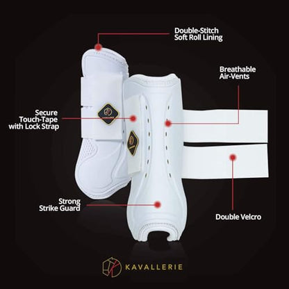 Kavallerie Classic Tendon Boots, Impact-Absorbing Material, Breathable & Evenly Distribute Pressure, Protect Tendon and Ligaments, Anti-Slip, Anti- Sore and Moisture Repellant Show Jumping Boots - color: Tendon Boots(classic), White