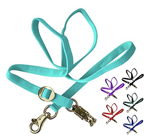 Majestic Ally Double Thick 36" to 72" Trailer Tie for Horse Haulage, Cross tie with Adjustable Buckle, Panic Snap and Bull Snap – 1" Wide by 36" to 72" Long (Turquoise) - color: Turquoise