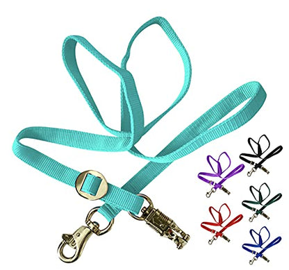 Majestic Ally Double Thick 36" to 72" Trailer Tie for Horse Haulage, Cross tie with Adjustable Buckle, Panic Snap and Bull Snap – 1" Wide by 36" to 72" Long (Turquoise) - color: Turquoise