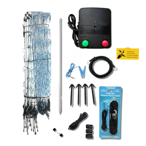 Premium Electric Sheep & Goat Netting Kit- AC Energizer (9/35/8) for Backyards, Homesteaders, and Livestock Owners