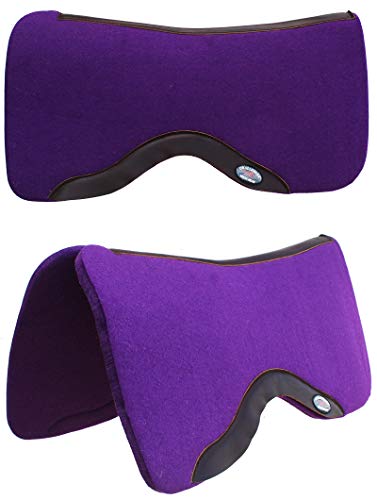 Horse SADDLE PAD Western Contoured Wool Felt Moisture Wicking Black 39RT - color: Purple/Brown