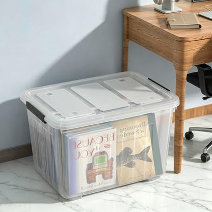 Large Plastic Storage Box with Lid, 70 Quart, 4 Packs - size: 70 Quart