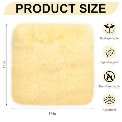 Drydiet 2 Pcs Natural Sheepskin for Bed Sores 17x17 in,Square,Beige - color: Beige, style: Square
