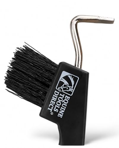 Horse Hoof Pick with Brush, Soft Touch Ergonomic Black Handle, Durable Hoof Cleaning Tool for Horses, Ponies & Farrier Hoof Care