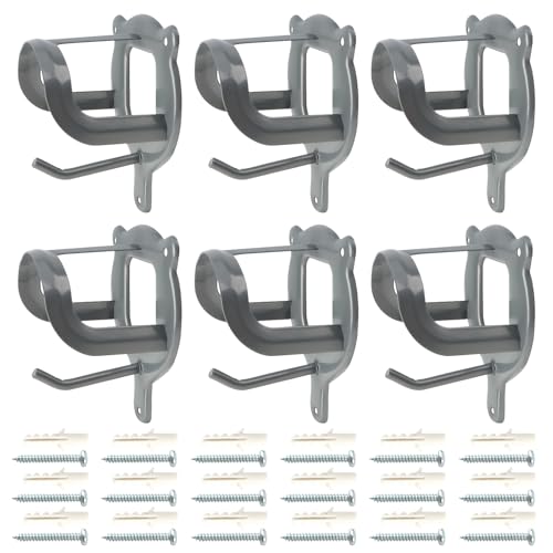 6 Counts Horse Bridle Rack Bracket Hooks, Metal Bridle Holder Wall Mount with Tubes and Screw for Tack Room Horse Barn Supplies, Silver
