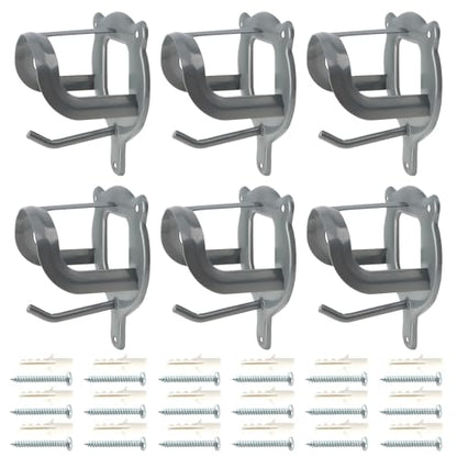 6 Counts Horse Bridle Rack Bracket Hooks, Metal Bridle Holder Wall Mount with Tubes and Screw for Tack Room Horse Barn Supplies, Silver