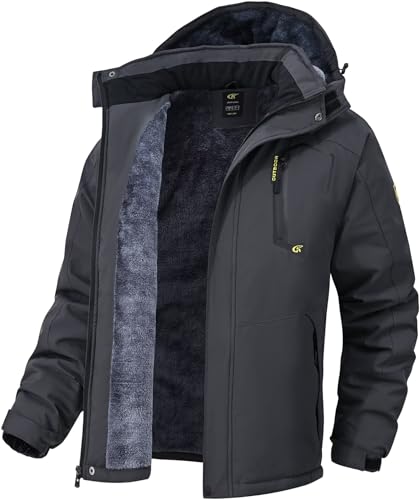 QPNGRP Mens Waterproof Ski Snowboard Jacket Winter Windproof Snow Coat - color: Charcoal Gray, size: Small
