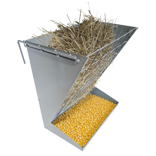 Hay Feeder for Goats, 2 in 1 Wall Mount Hay Rack Goat Feeder - color: silver