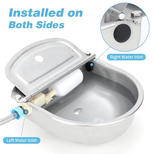 FHTONGE 304 Stainless Steel Automatic Dog Water Bowl Dispenser with Outfall