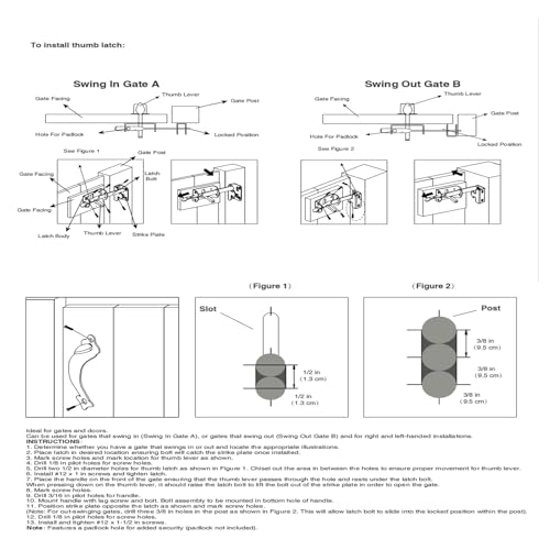 WellMade Heavy Duty Self-Locking Gate Latch Kit for Wooden/Vinyl Fence - 3.5" Spring Gate Hinge, 9" Handle & Thumb Latch, Automatic Locking,Outdoor Gate Hardware