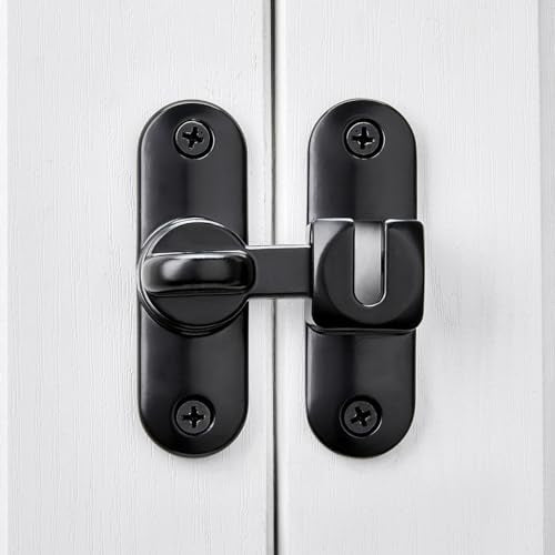 Black 90/180 Degree Barn Door Latches,Flip Gate Lock - color: Black