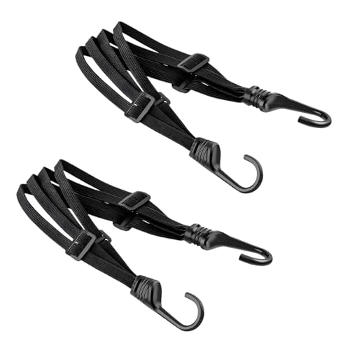 2 PCS Motorcycle Helmet Rope, 23.6" Mesh Helmet Elastic Strap Strong Tie Down with 2 Hooks, Adjustable Bungee Cords Fixed Strap for Motorcycle Bicycle Helmets Luggage Rack