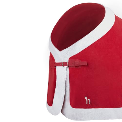 HORZE Santa Christmas Fleece Horse Cooler Blanket with Faux Fur - Red - 75 in - size: 75 in