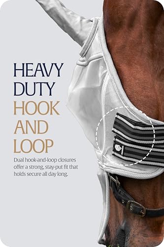 Equinavia Algard Horse Fly Mask with Nose Cover, Soft Mesh Full Face Design - color: Silver, size: Pony