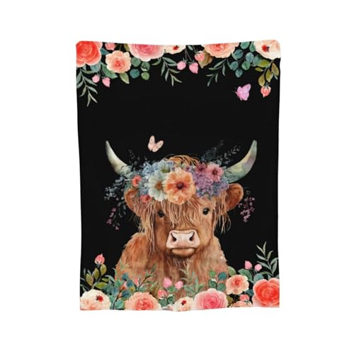 Highland Cow Blanket Cute Cow Plush Throw Blanket Super Soft Cozy Warm Fleece Highland Cattle Bedding Blanket Gifts for Kids Girls Boys Women 40"X50" - color: Highland Cow, size: 40"x50"