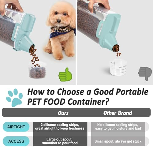 Dog Cat Food Storage Container with Cup (Light Blue, 2.5L (2 pack)) - color: Light Blue, size: 2.5L (2 pack)