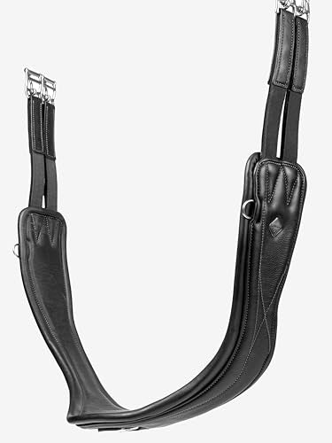 LeMieux Gel-Tek Anatomic Jumping Girth - Contoured Shape - Dynamic Gel and Ultra Soft Leather - color: Black, size: 105cm/42"