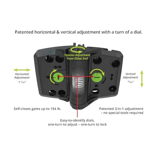 D&D TCHDMA1S3BT TruClose Mult-Adjust Heavy Duty Gate Hinge, Black, 2 pcs - color: Series 3 Black
