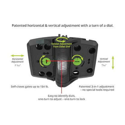 D&D TCHDMA1S3BT TruClose Mult-Adjust Heavy Duty Gate Hinge, Black, 2 pcs - color: Series 3 Black