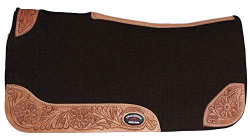 Horse SADDLE PAD Western Contoured Wool Felt Moisture Wicking Brown 39RT03 - color: Brown/Tan, size: 30" Spine x 15" Drop