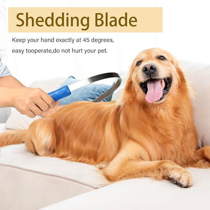 Dual-Sided Shedding Blade Dog Hair Brush（Blue 2 Pcs）