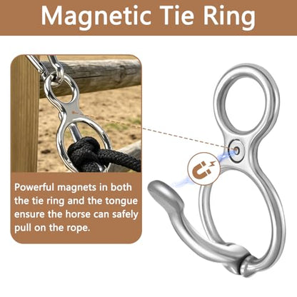 Blocker Tie Ring for Horses, Safe Training Tack Prevents Pulling Back | Heavy Duty Stainless Steel Cross Tie Rings, Premium Equestrian Supplies & Trailer Accessories